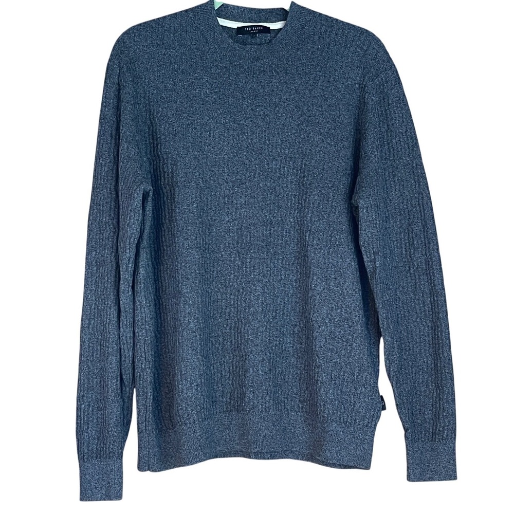 Ted Baker London Mens‎ Wool Blend Knit Crew Neck Sweater Size 3 Dark Gray